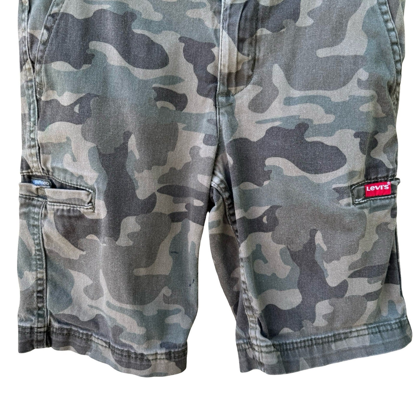 Levis Camo Utility Cargo Shorts Regular Green Camouflage Skate Outdoor Boys 10