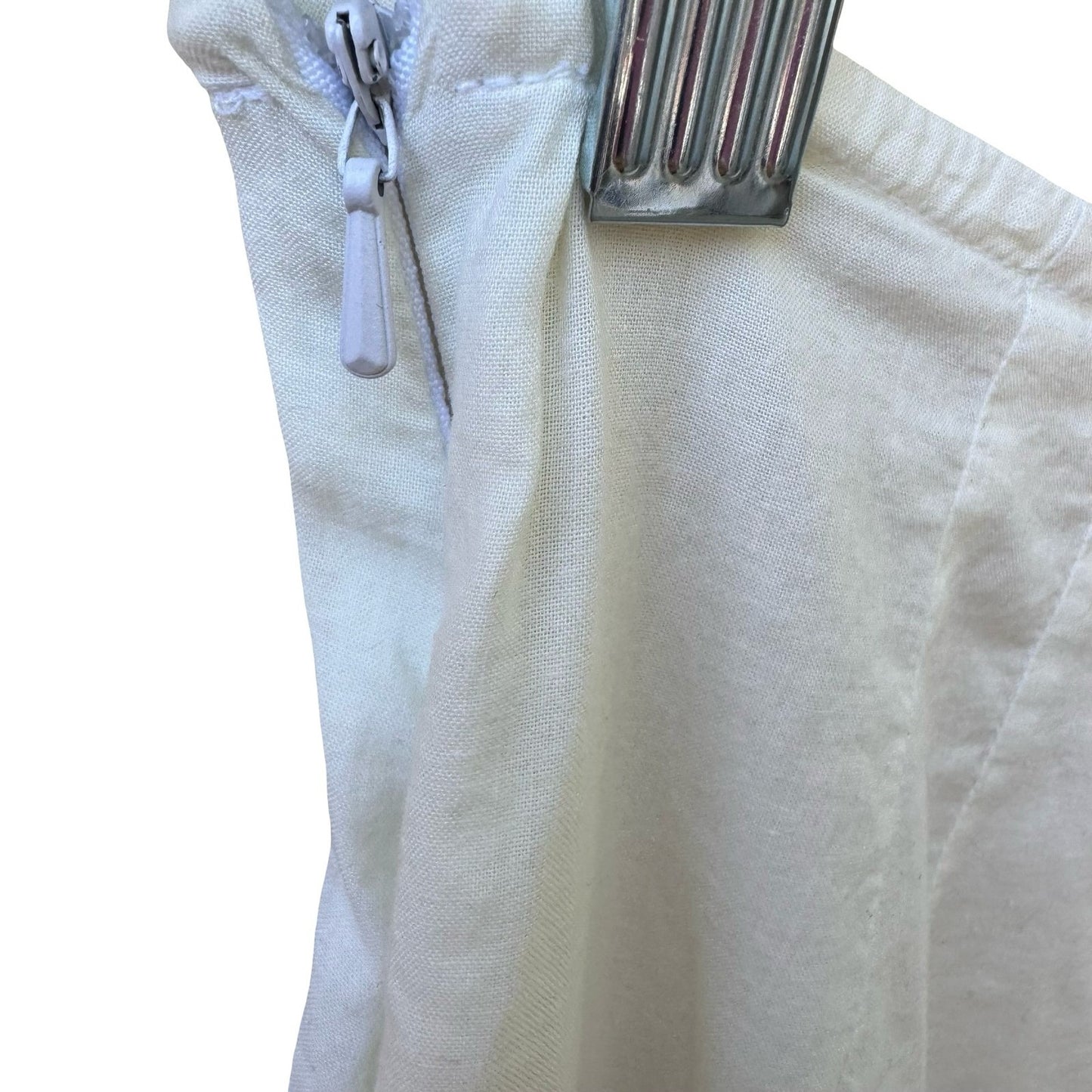 Minimalist Coastal White Cotton Midi Skirt Satin Contrast Hem Boho Clean Girl M