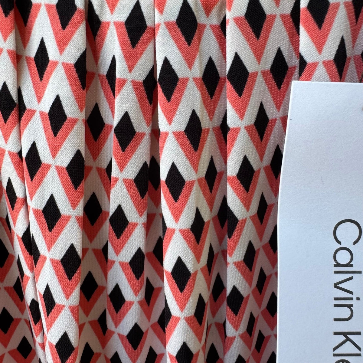 Calvin Klein Professional Mod Career Geometric Pleated Sleeveless Blouse L NEW