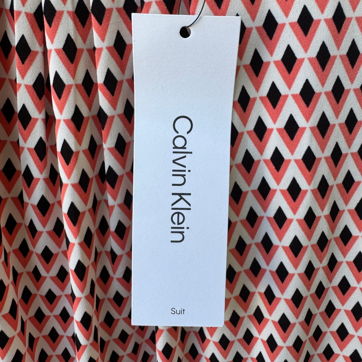 Calvin Klein Professional Mod Career Geometric Pleated Sleeveless Blouse L NEW