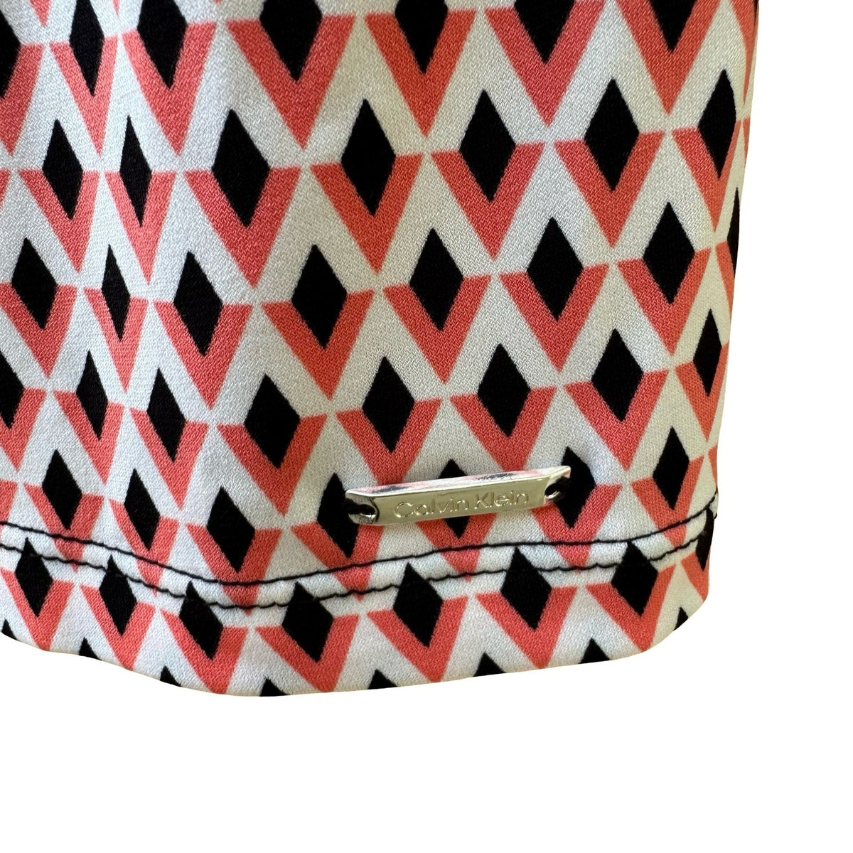 Calvin Klein Professional Mod Career Geometric Pleated Sleeveless Blouse L NEW