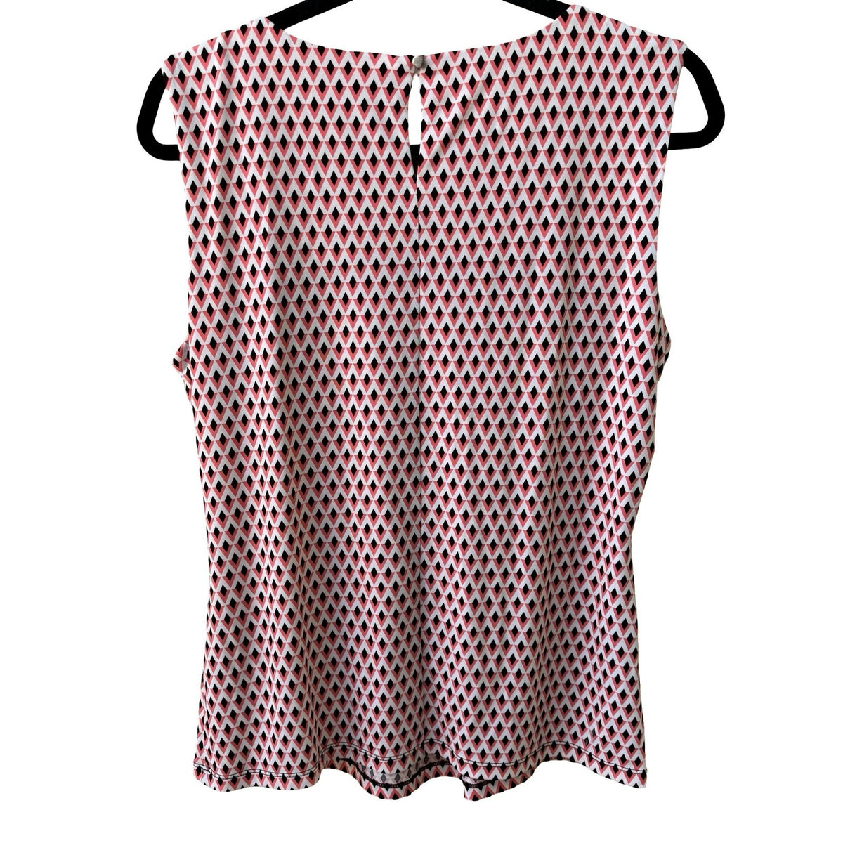Calvin Klein Professional Mod Career Geometric Pleated Sleeveless Blouse L NEW