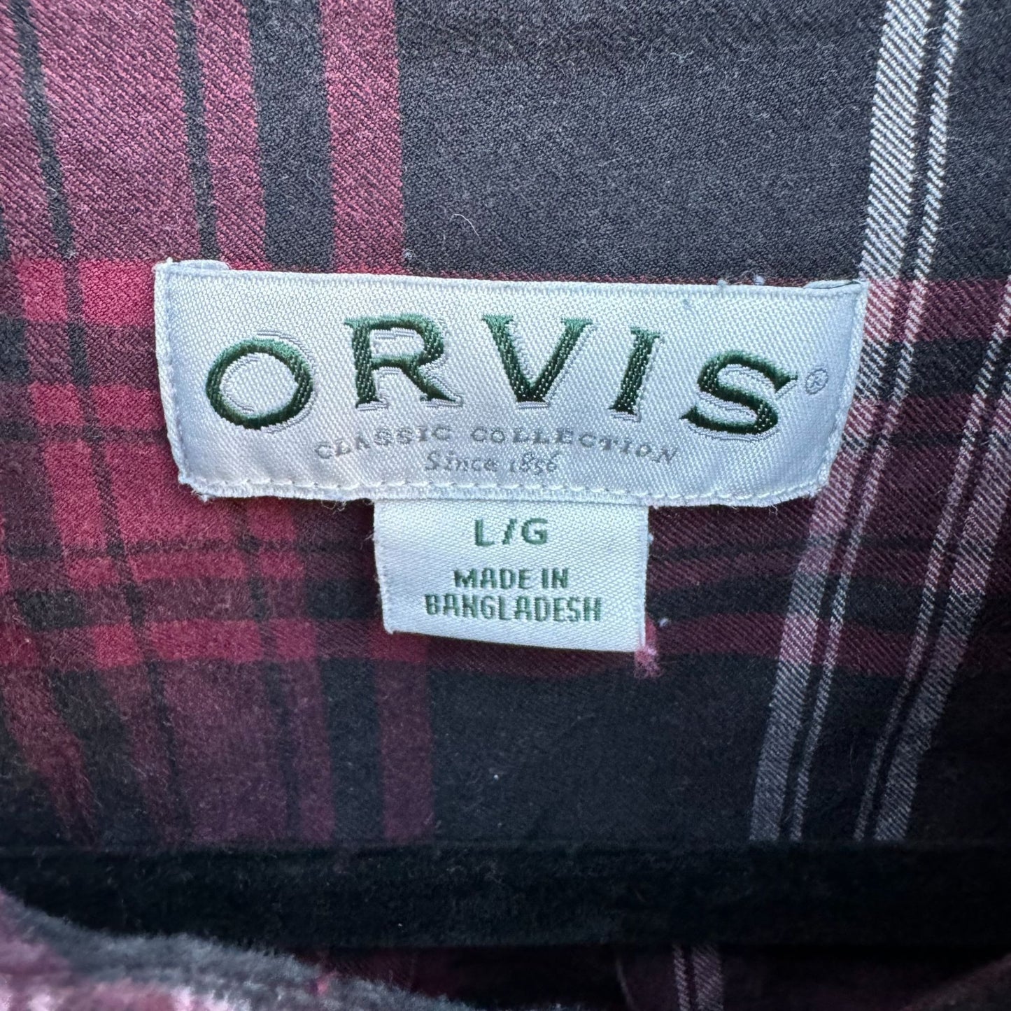 Orvis Mens Country Fishing Long Sleeve Plaid Button-Up Red Work Outdoor Shirt L