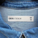 Switch ASOS Denim Blue Snap Front Long Sleeve Western Mini Shirt Dress 14 Cowgirl Indie 2 image