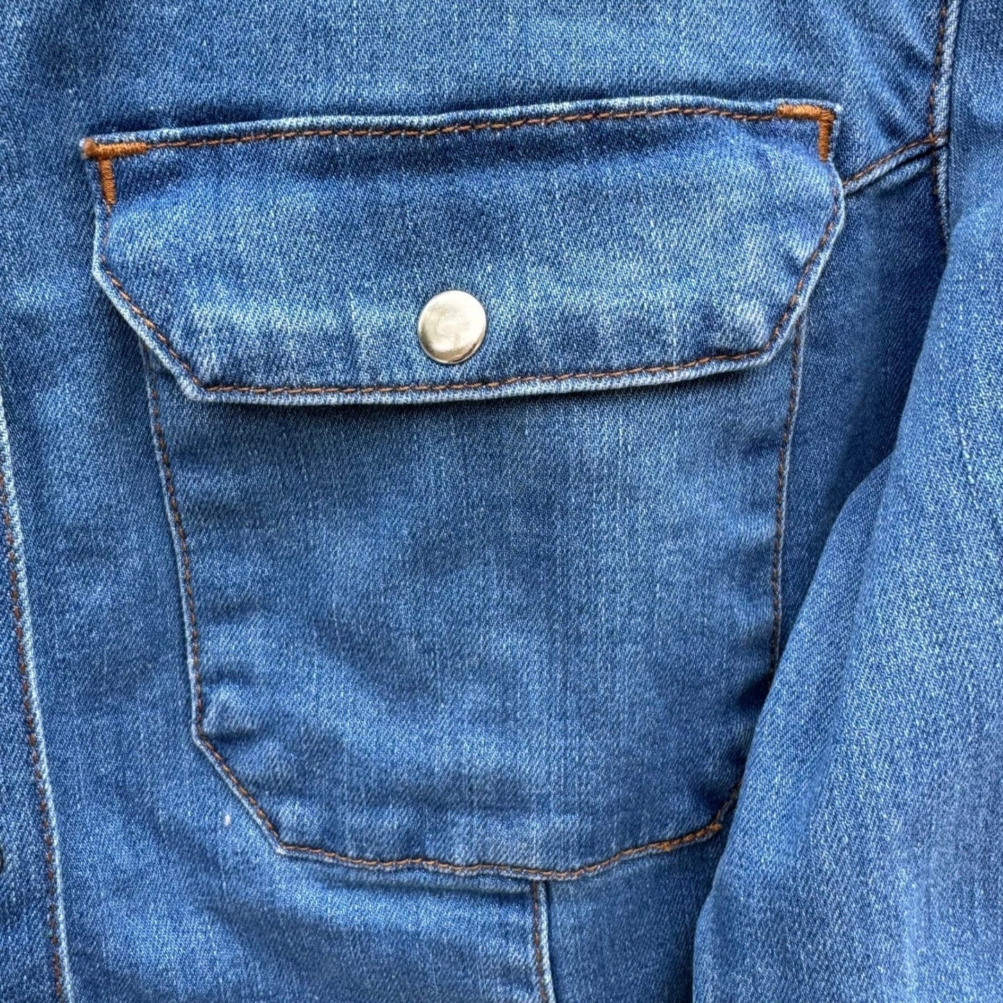 ASOS Denim Blue Snap Front Long Sleeve Western Mini Shirt Dress 14 Cowgirl Indie