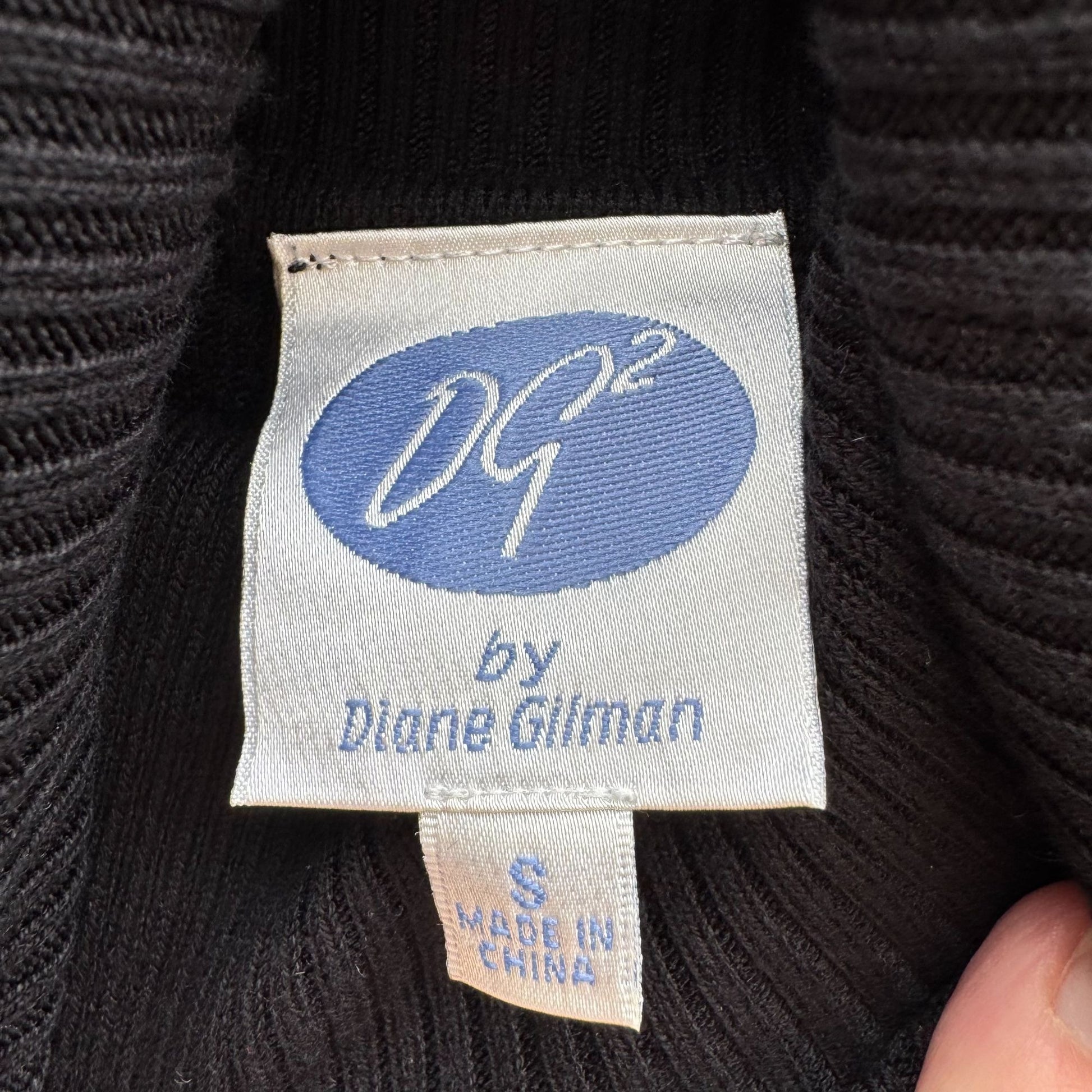 Diane Gilman DG2 Black Long Sleeve Knit Cowl Neck Sweater Button Sleeve Epaulets