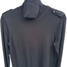 Switch Diane Gilman DG2 Black Long Sleeve Knit Cowl Neck Sweater Button Sleeve Epaulets 3 image