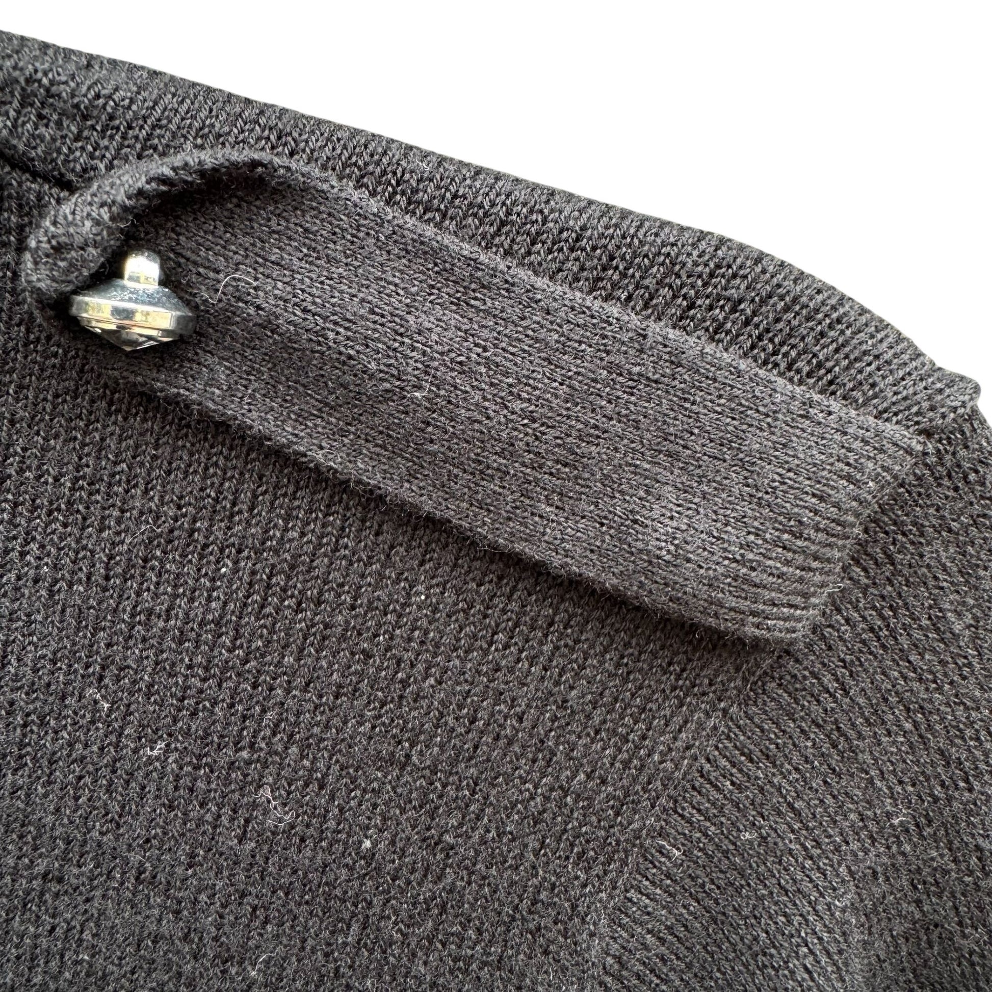 Diane Gilman DG2 Black Long Sleeve Knit Cowl Neck Sweater Button Sleeve Epaulets