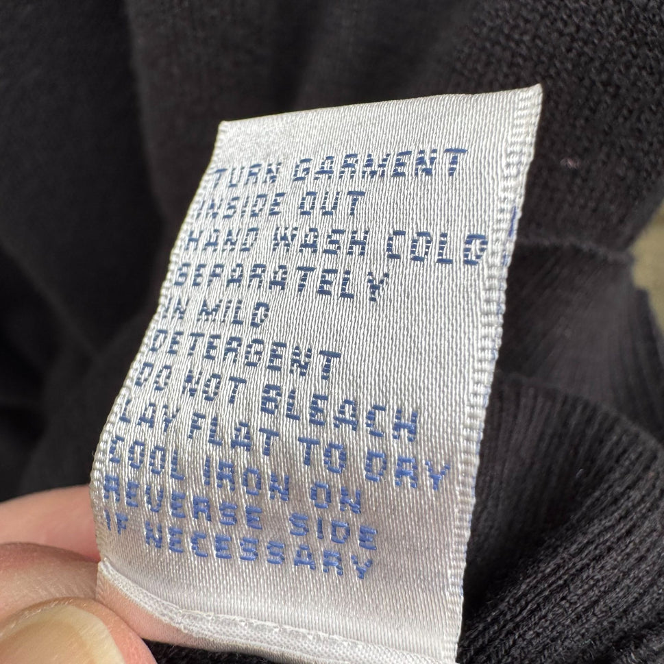 Diane Gilman DG2 Black Long Sleeve Knit Cowl Neck Sweater Button Sleeve Epaulets