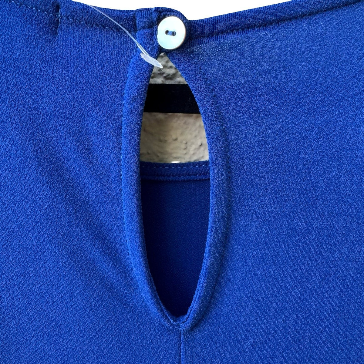 Green Envelope Minimalist Career Tie Flutter Sleeve Blouse Royal Blue L NEW