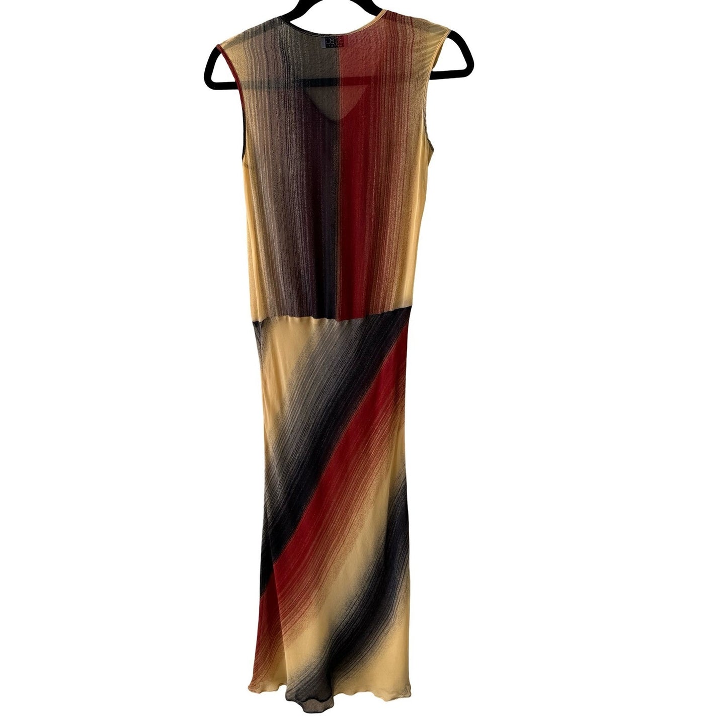 BCBG Max Azria Y2K Silk Sheer Ethereal Whimsigoth Mesh Drop Waist Maxi Dress