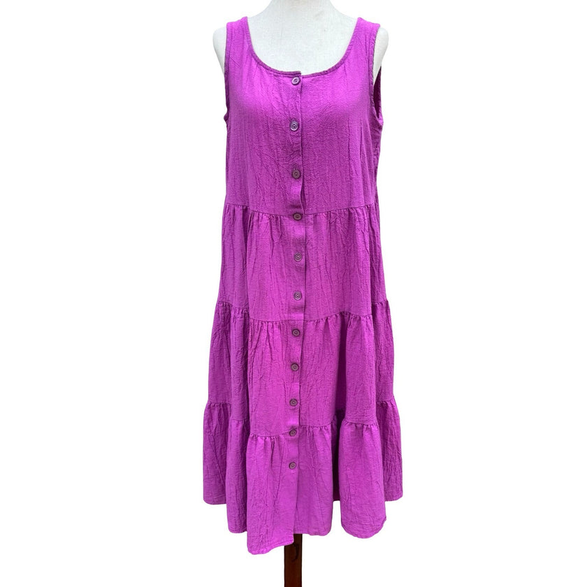 Tumbleweeds Vintage Purple Cotton Tiered Maxi Dress Sleeveless M Lagenlook Artsy