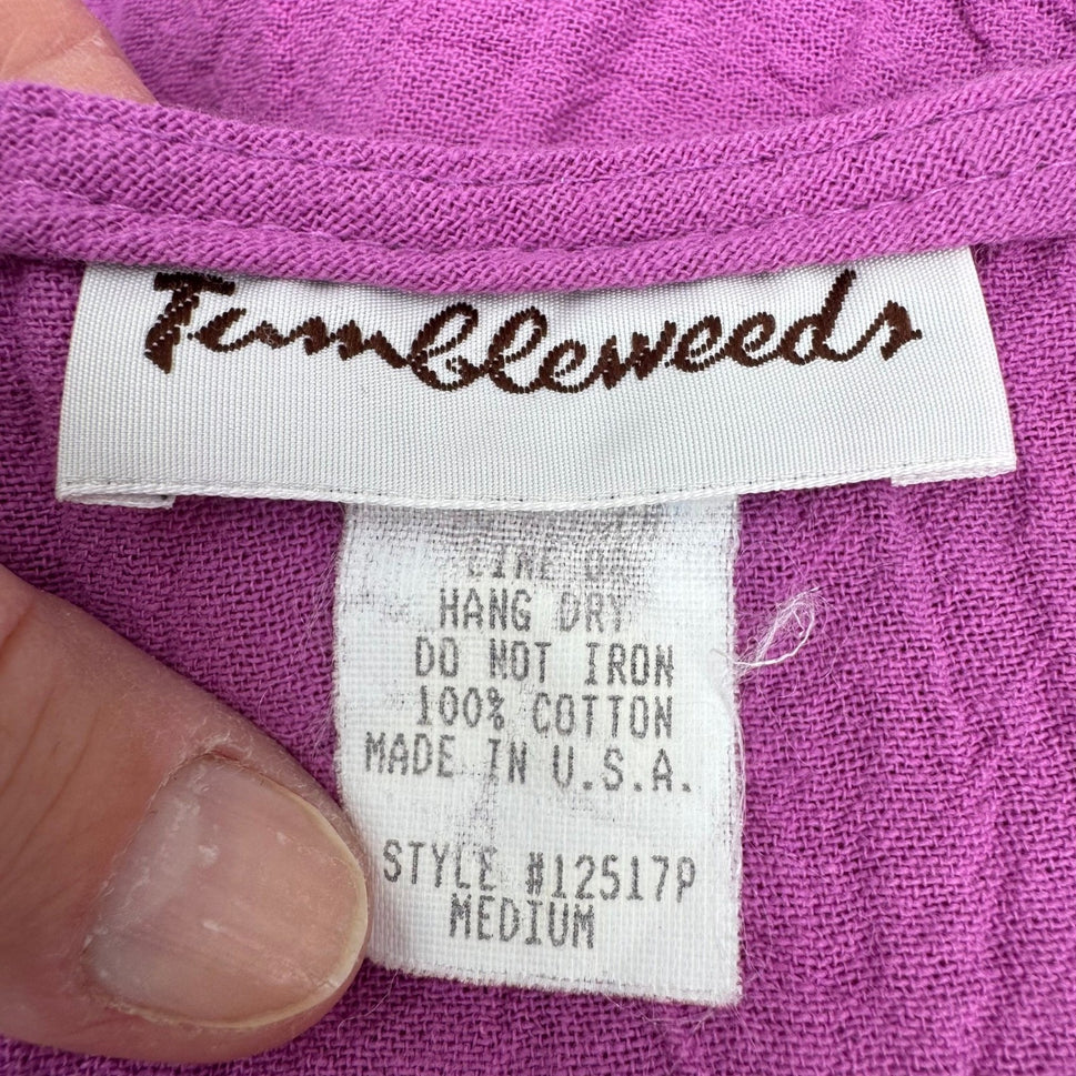 Tumbleweeds Vintage Purple Cotton Tiered Maxi Dress Sleeveless M Lagenlook Artsy