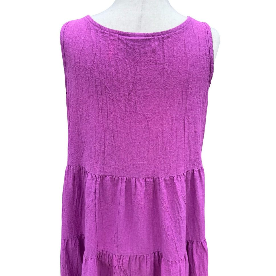 Tumbleweeds Vintage Purple Cotton Tiered Maxi Dress Sleeveless M Lagenlook Artsy