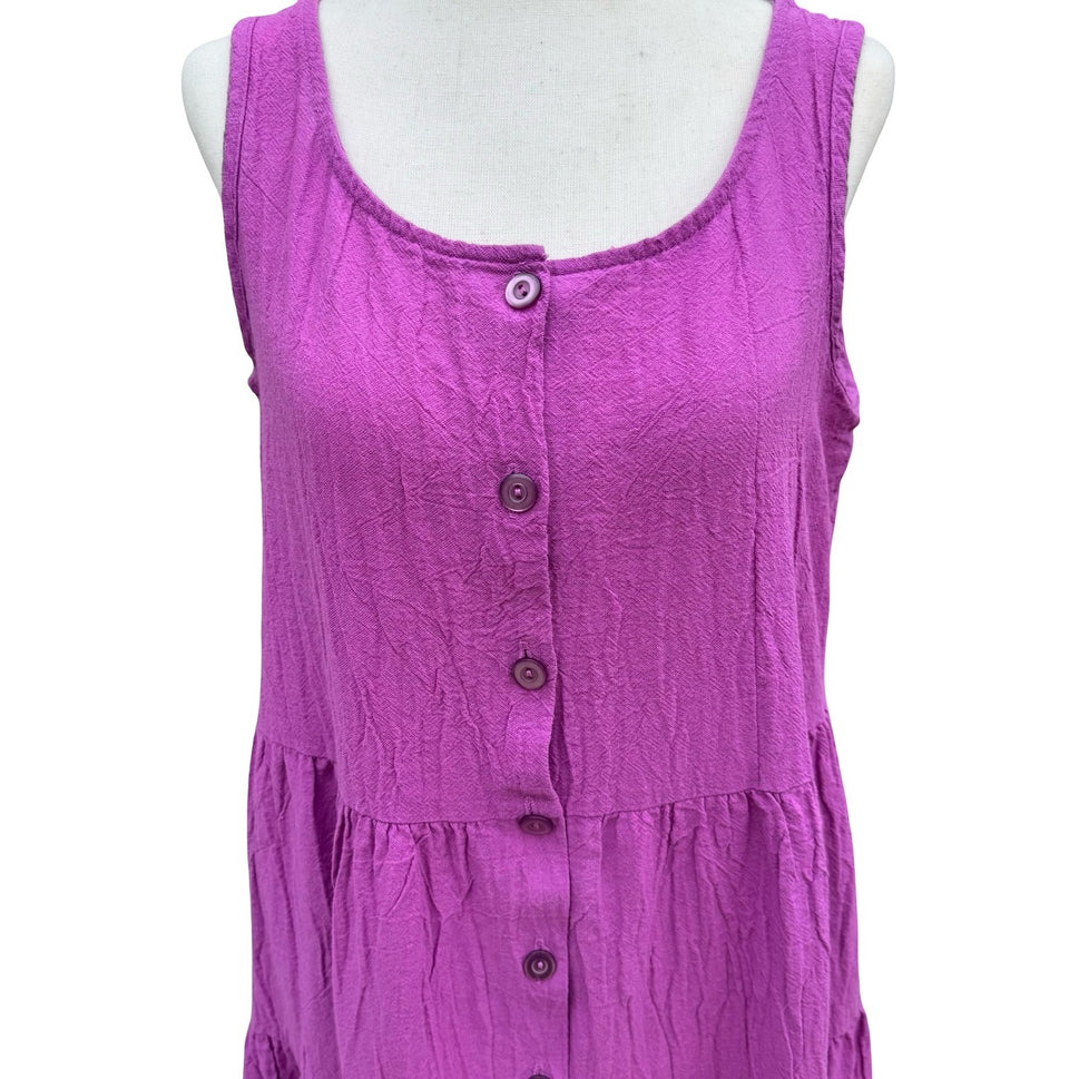 Tumbleweeds Vintage Purple Cotton Tiered Maxi Dress Sleeveless M Lagenlook Artsy