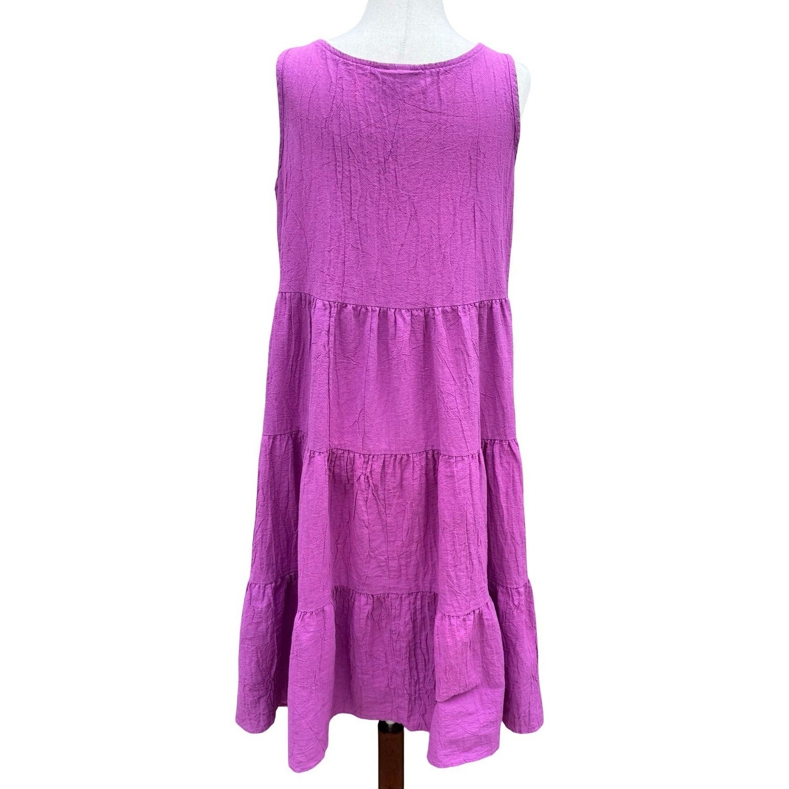 Tumbleweeds Vintage Purple Cotton Tiered Maxi Dress Sleeveless M Lagenlook Artsy