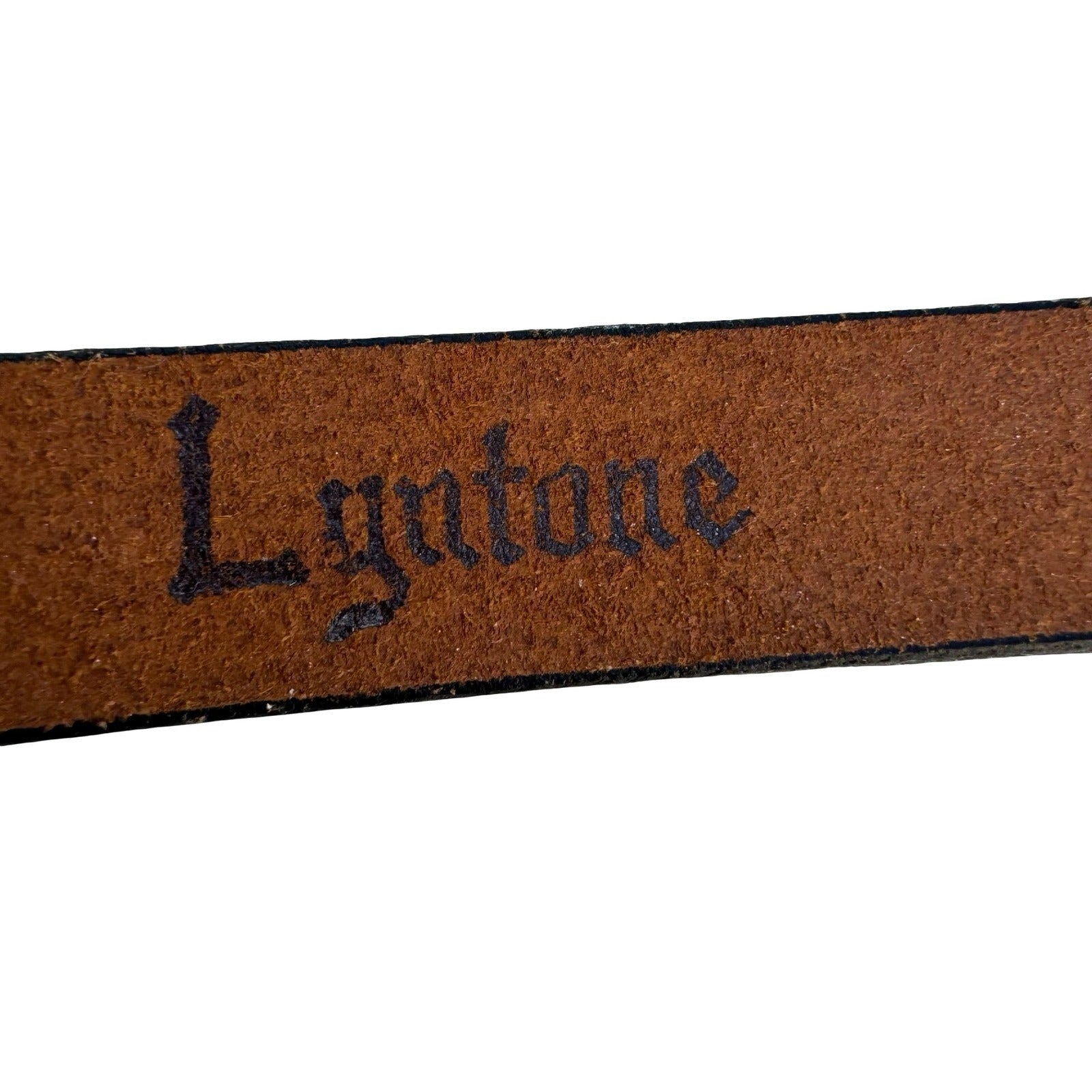 Lyntone Vintage Brown Top Grain Cowhide Leather Skinny Belt Brass Buckle Size 32