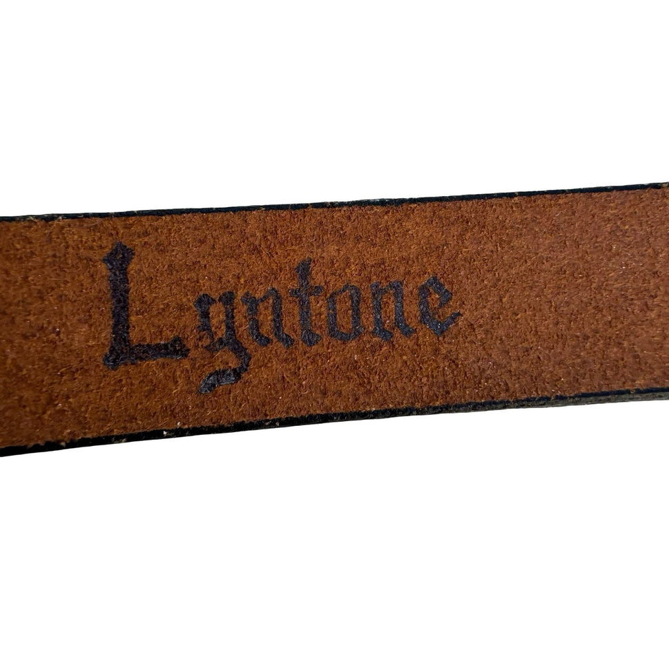 Lyntone Vintage Brown Top Grain Cowhide Leather Skinny Belt Brass Buckle Size 32