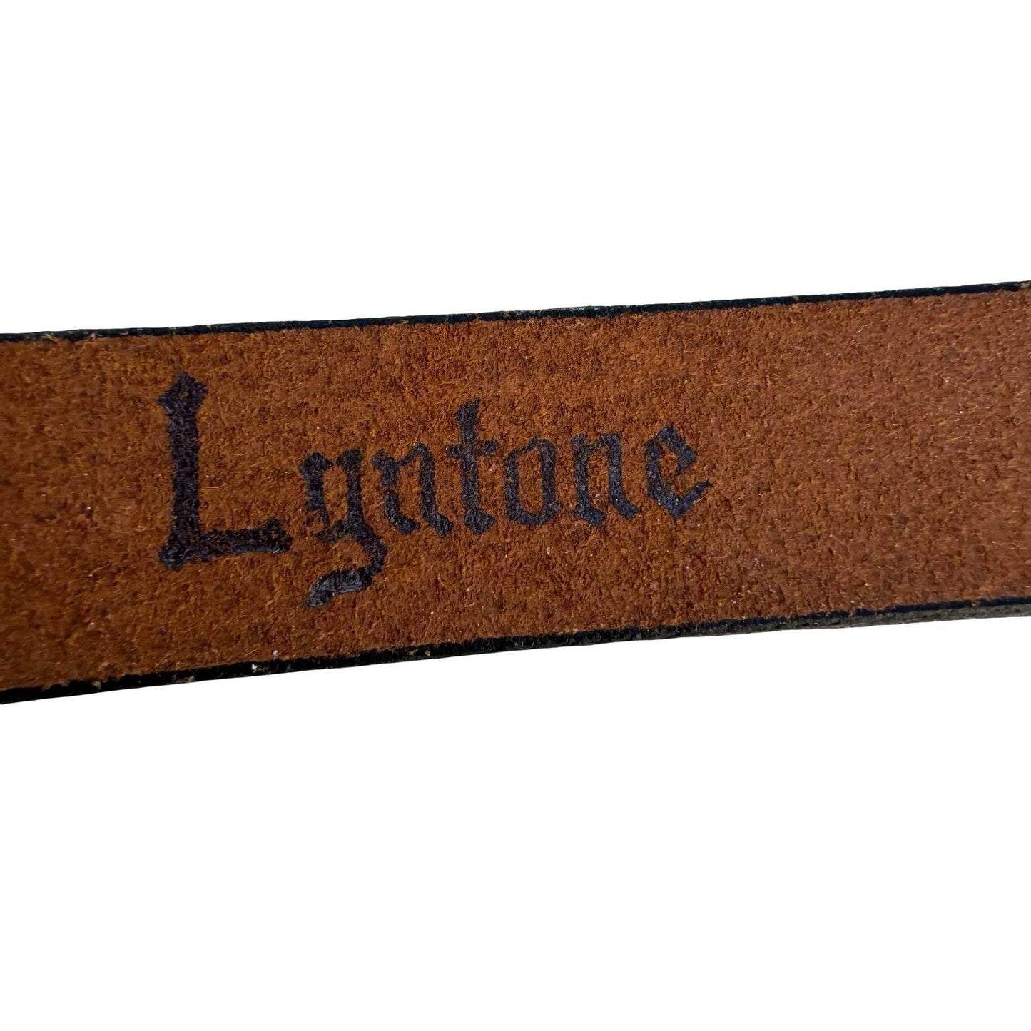 Lyntone Vintage Brown Top Grain Cowhide Leather Skinny Belt Brass Buckle Size 32