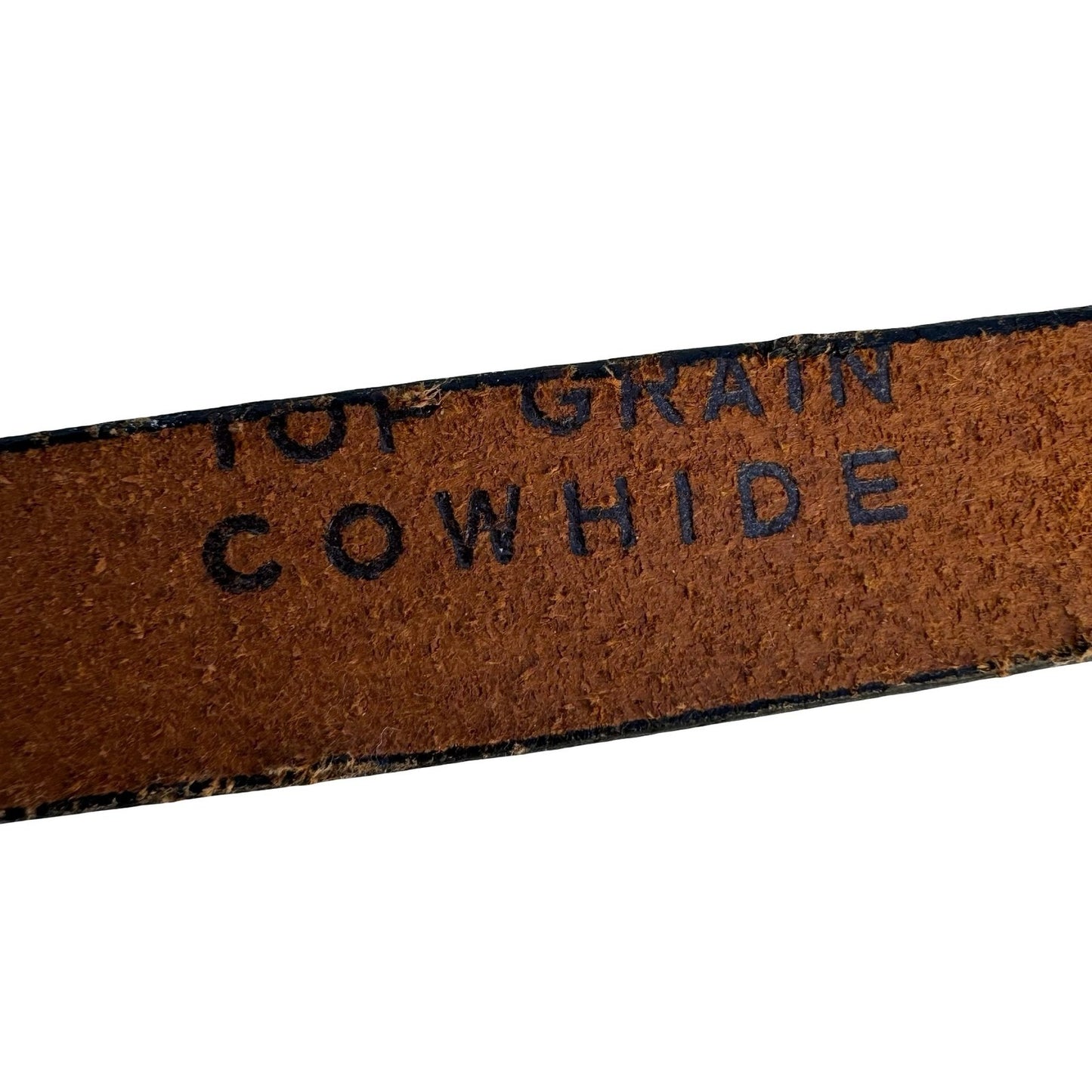 Lyntone Vintage Brown Top Grain Cowhide Leather Skinny Belt Brass Buckle Size 32
