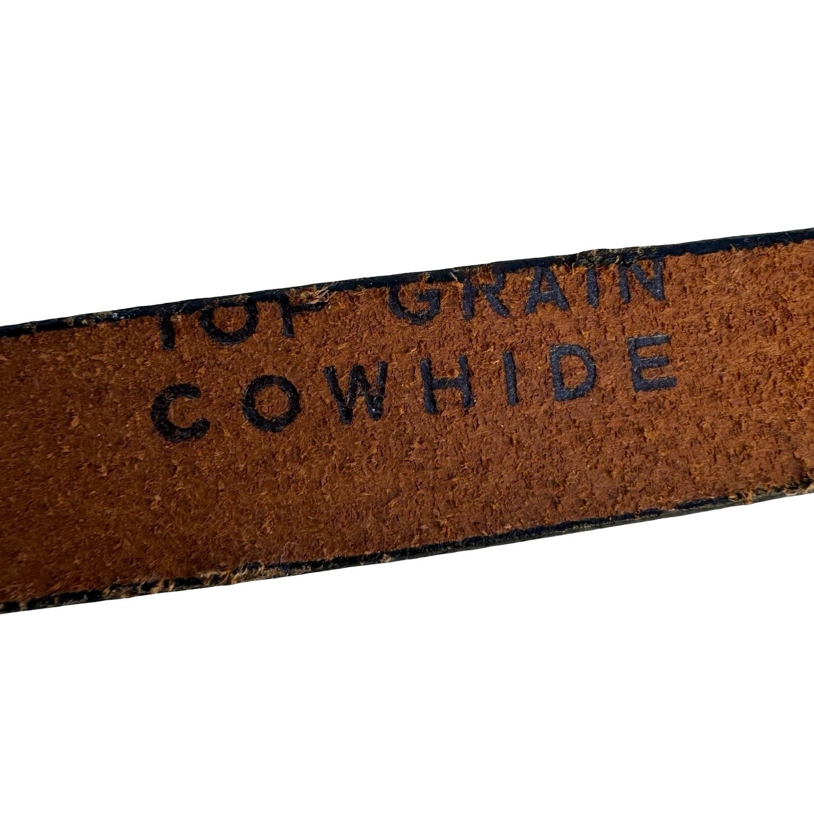 Lyntone Vintage Brown Top Grain Cowhide Leather Skinny Belt Brass Buckle Size 32