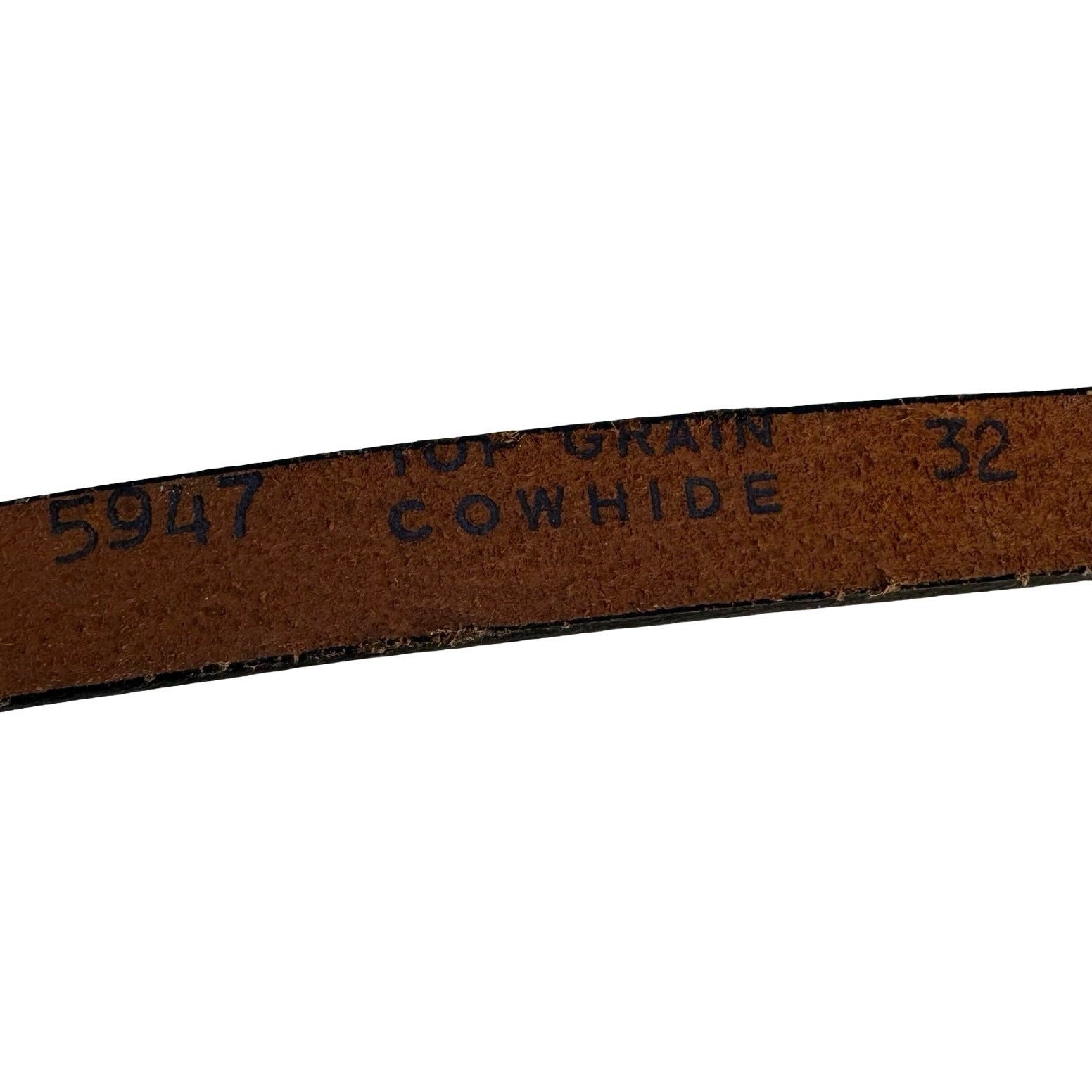 Lyntone Vintage Brown Top Grain Cowhide Leather Skinny Belt Brass Buckle Size 32