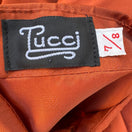 Switch Tucci Vintage Burnt Orange Jacquard Peter Pan Collar Blouse Long Sleeve Top 7/8 2 image