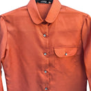 Switch Tucci Vintage Burnt Orange Jacquard Peter Pan Collar Blouse Long Sleeve Top 7/8 3 image