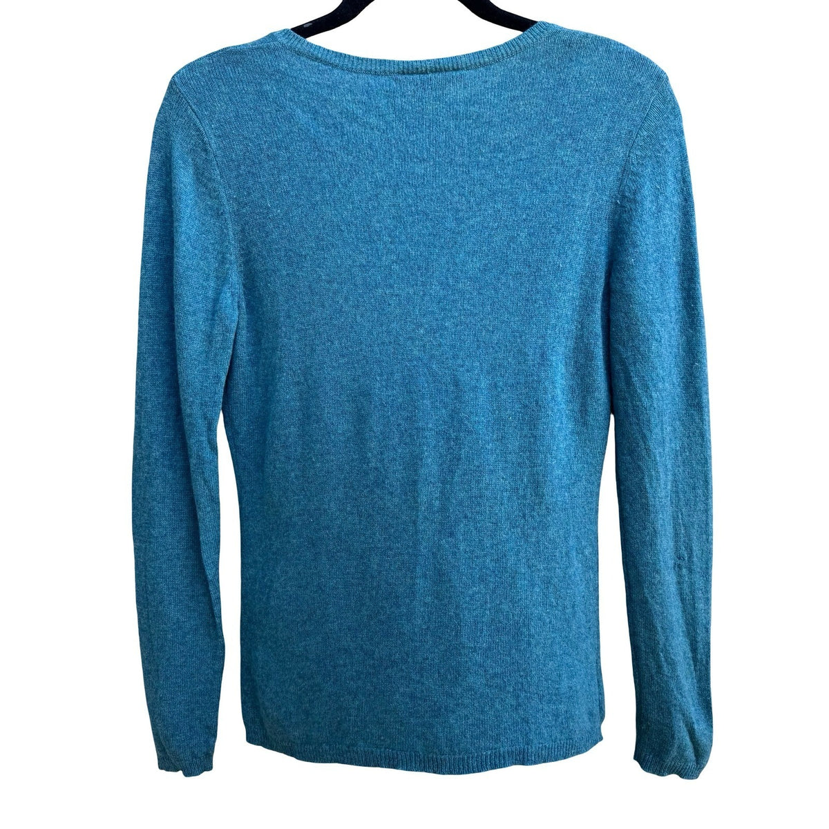 Ann Taylor Upcycled Cashmere V-Neck Sweater Visible Mending Patch Sweater Teal M