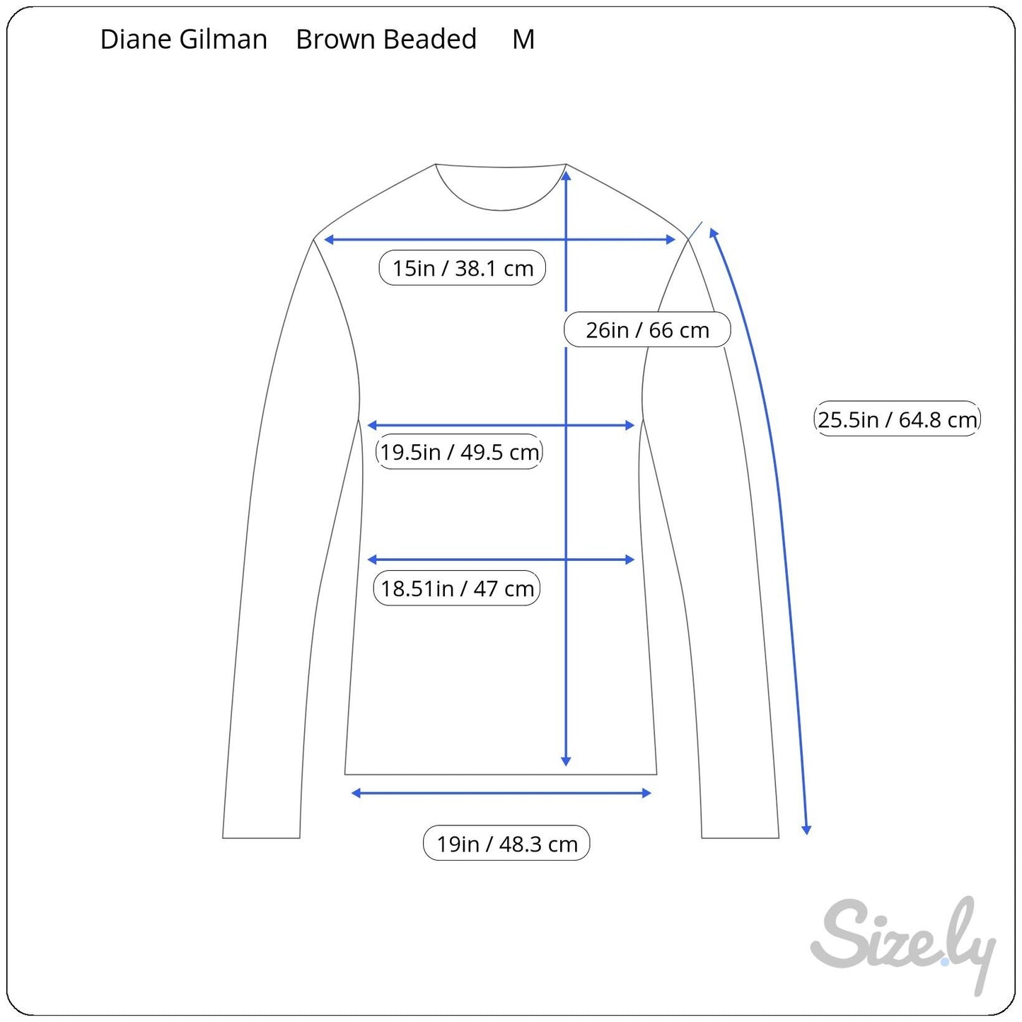 DG2 Diane Gilman Brown Long Sleeve Wooden Bead Embellishment Scoop Neck Top M