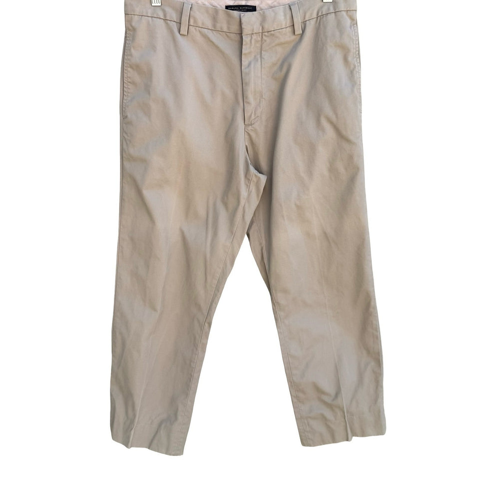 Banana Republic Gavin Chino Pants Mens 33 Khaki Straight Leg Minimalist Workwear