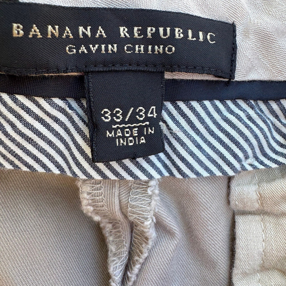 Banana Republic Gavin Chino Pants Mens 33 Khaki Straight Leg Minimalist Workwear