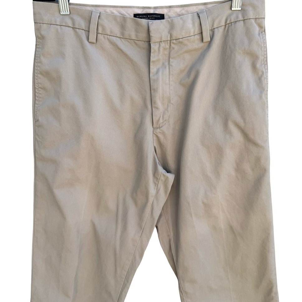 Banana Republic Gavin Chino Pants Mens 33 Khaki Straight Leg Minimalist Workwear