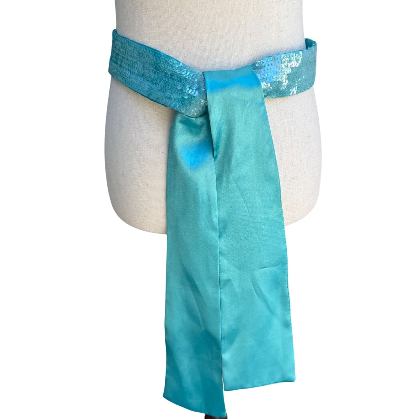 Cejon Accessories Womens Vintage Sequin Turquoise Glam Sash Wrap Belt Tie Obi OS