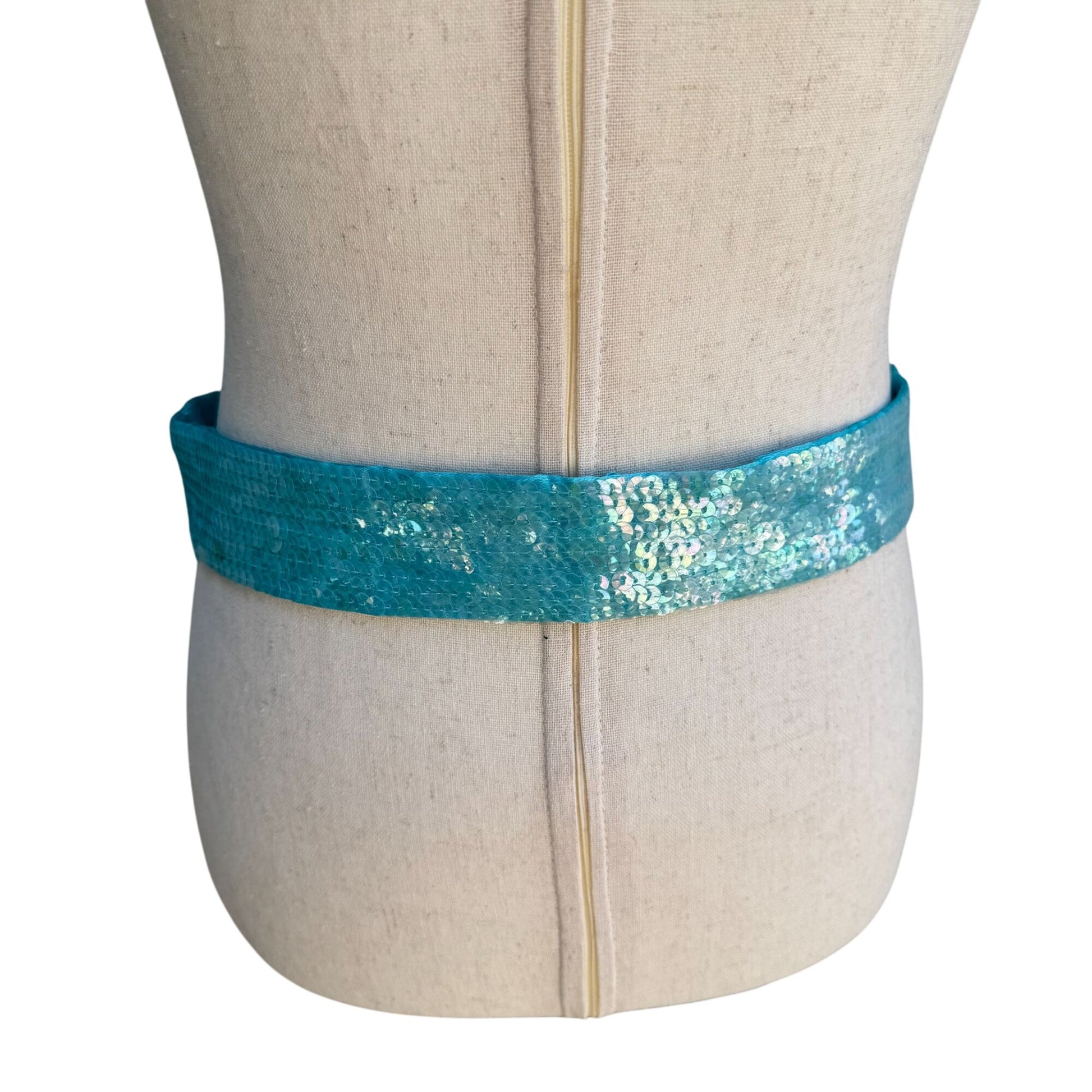 Cejon Accessories Womens Vintage Sequin Turquoise Glam Sash Wrap Belt Tie Obi OS