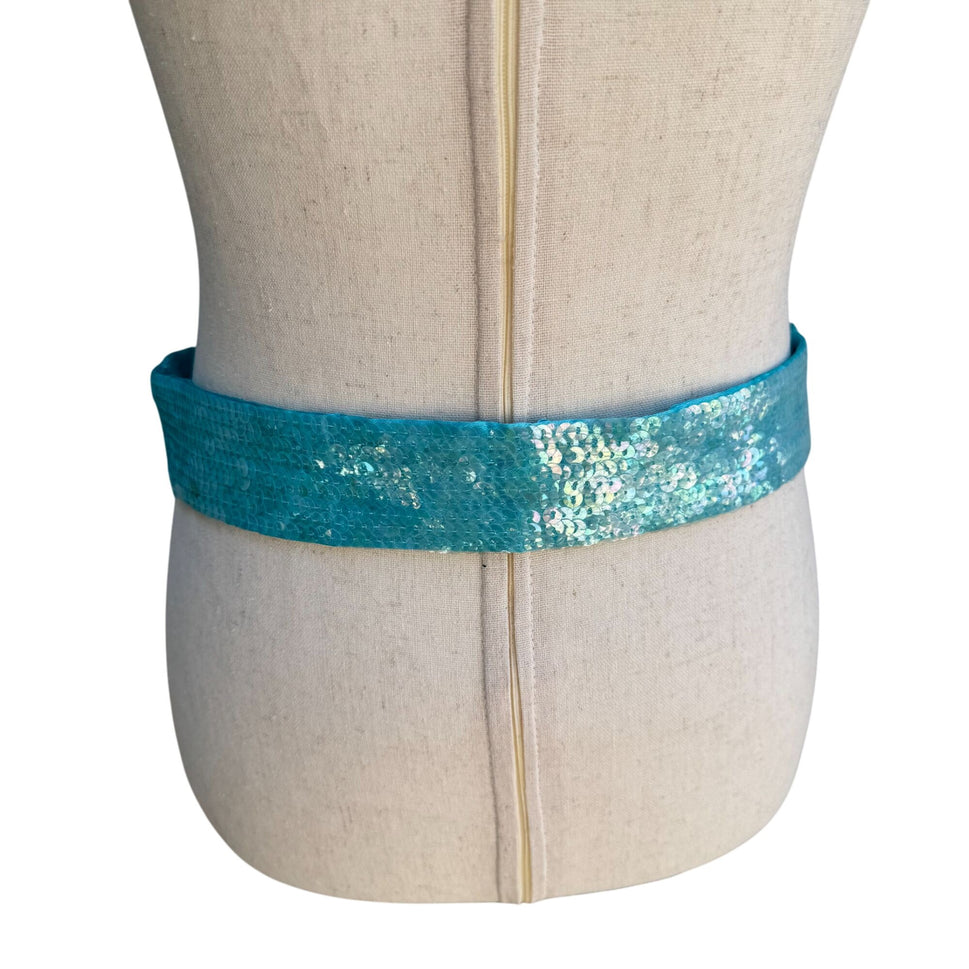 Cejon Accessories Womens Vintage Sequin Turquoise Glam Sash Wrap Belt Tie Obi OS