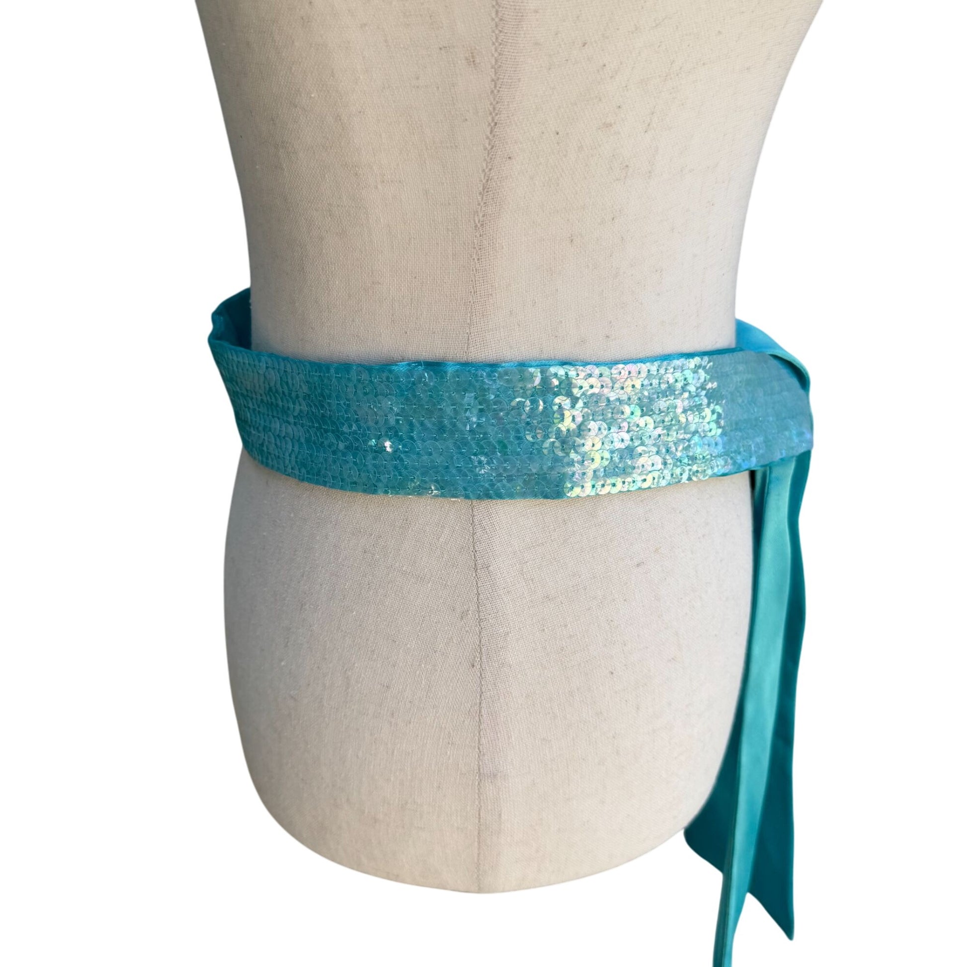 Cejon Accessories Womens Vintage Sequin Turquoise Glam Sash Wrap Belt Tie Obi OS