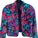 Switch Vintage 80s 90s Womens Quilted Floral Watercolor Red Cropped Open Front Jacket 2 image