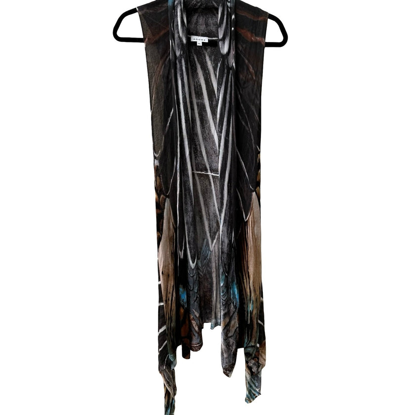 Adore Butterfly Wing Whimsigoth Boho Layering Open Front Vest Duster CardiganXL