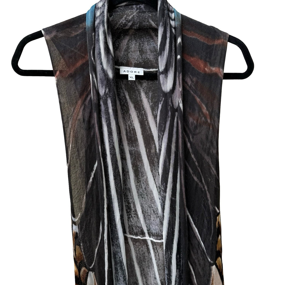 Adore Butterfly Wing Whimsigoth Boho Layering Open Front Vest Duster CardiganXL