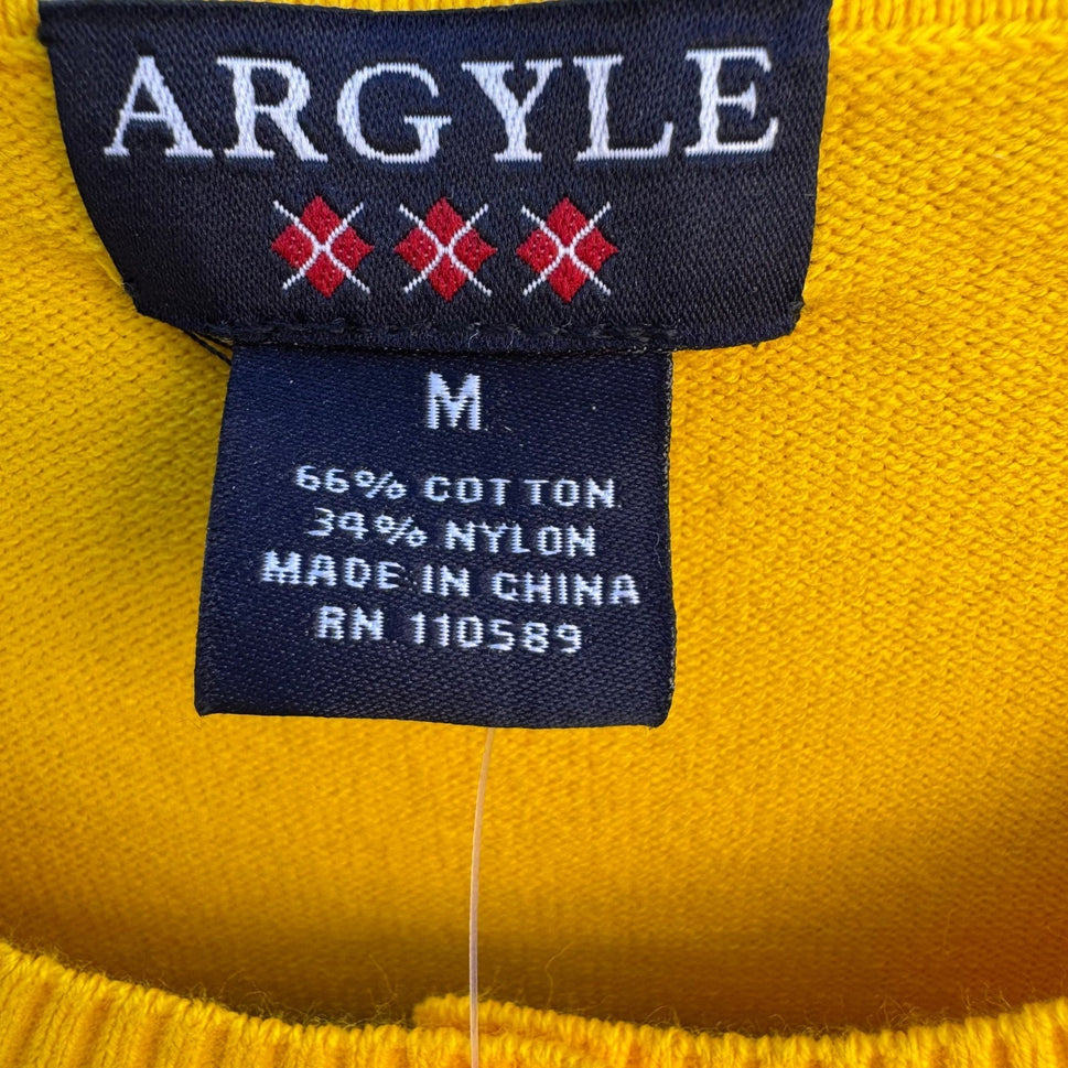 Argyle Womens M Yellow Cotton Blend Button Front Cardigan Sweater New With Tags