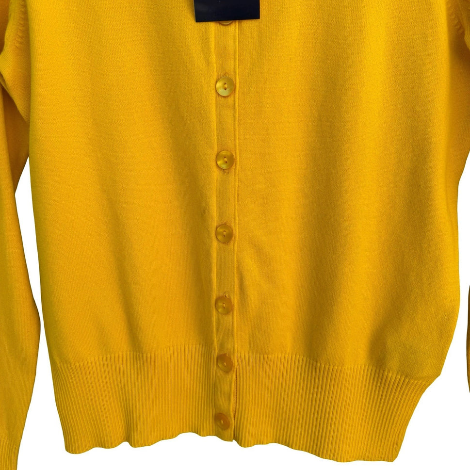 Argyle Womens M Yellow Cotton Blend Button Front Cardigan Sweater New With Tags