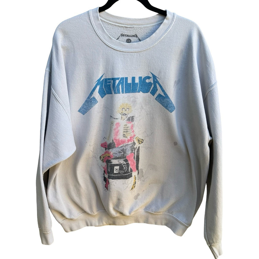 Metallica Ride The Lightning Electric Chair Graphic Rock Band Sweatshirt Mens L