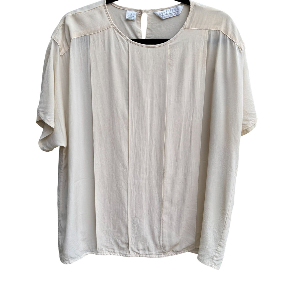 Nordstrom Town Square Vintage Silk Ivory Womens Blouse Short Sleeve Blouse 18