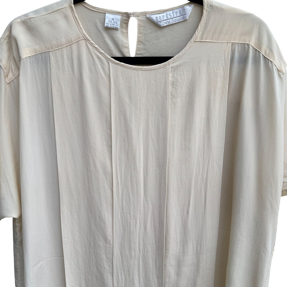 Nordstrom Town Square Vintage Silk Ivory Womens Blouse Short Sleeve Blouse 18