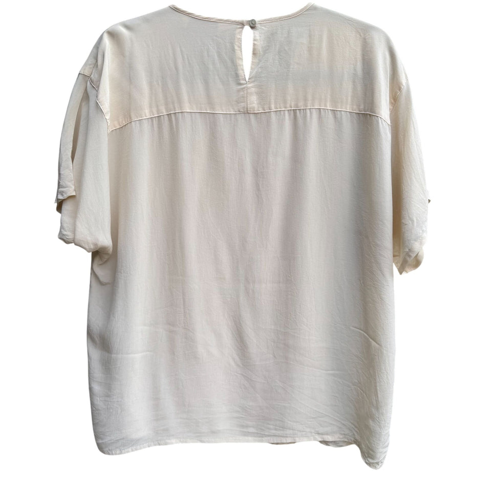 Nordstrom Town Square Vintage Silk Ivory Womens Blouse Short Sleeve Blouse 18