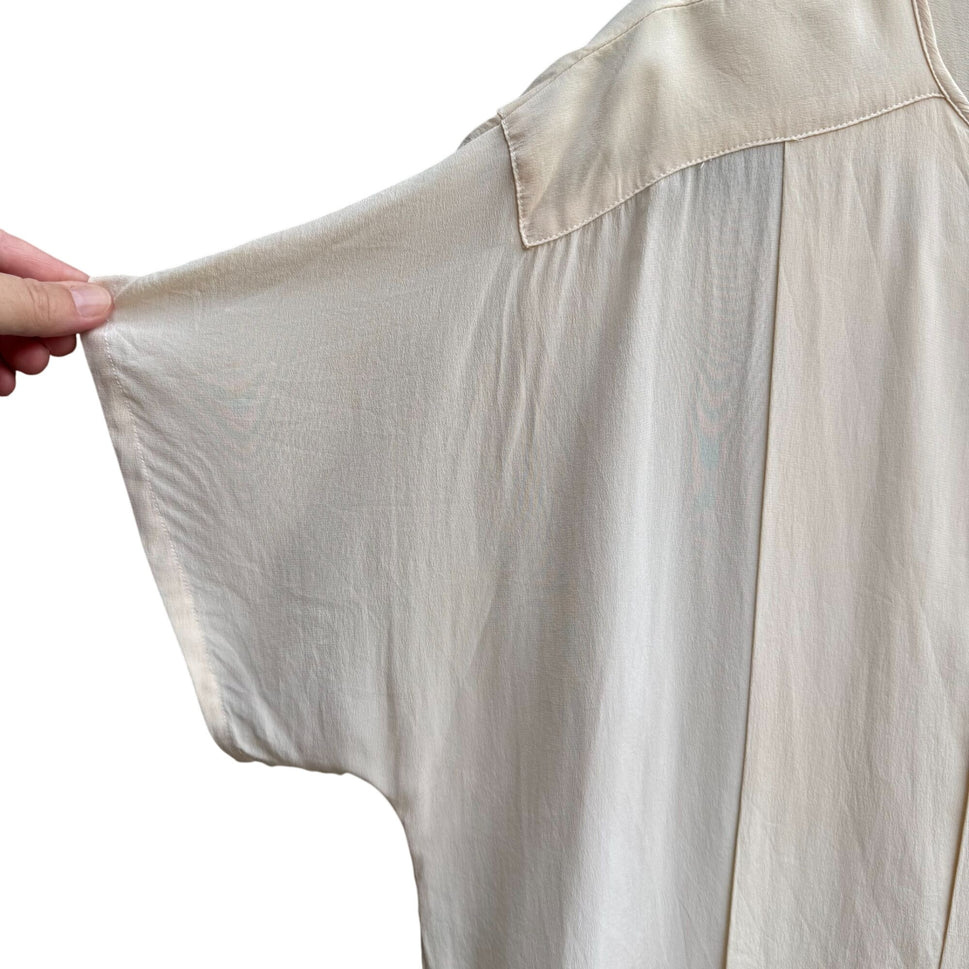 Nordstrom Town Square Vintage Silk Ivory Womens Blouse Short Sleeve Blouse 18