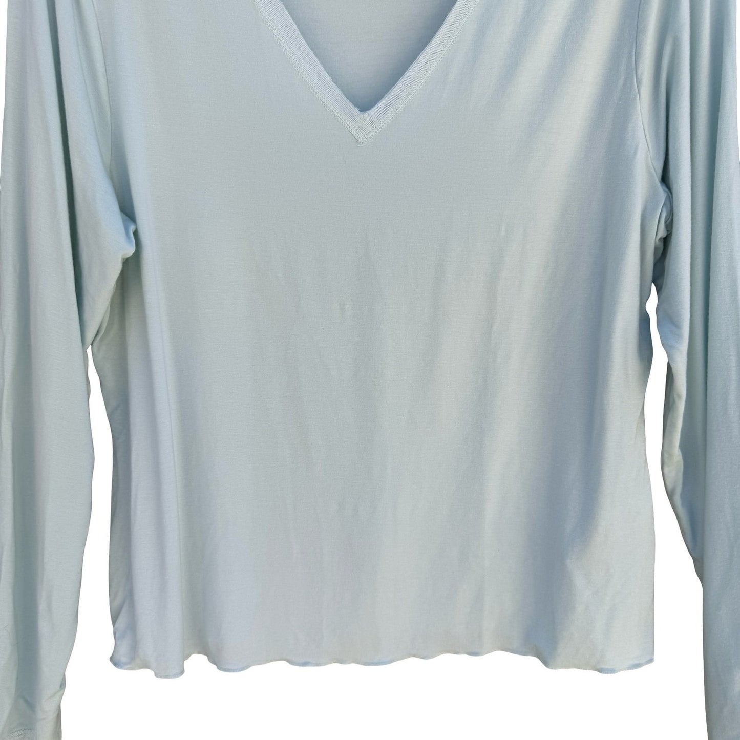 Banana Republic MInimalist V-Neck Layering Mesh Trim Top Womens XL Pastel Blue