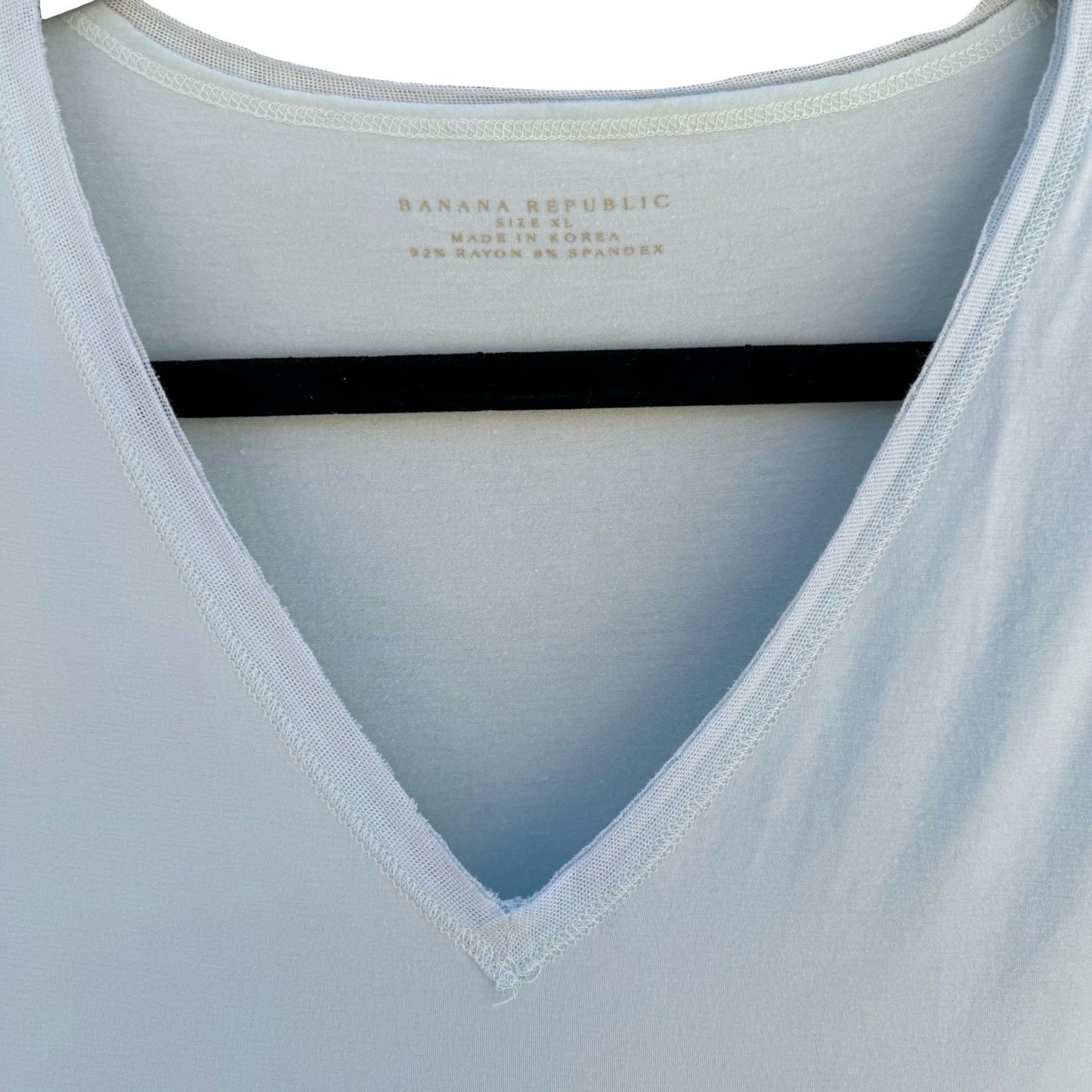 Banana Republic MInimalist V-Neck Layering Mesh Trim Top Womens XL Pastel Blue