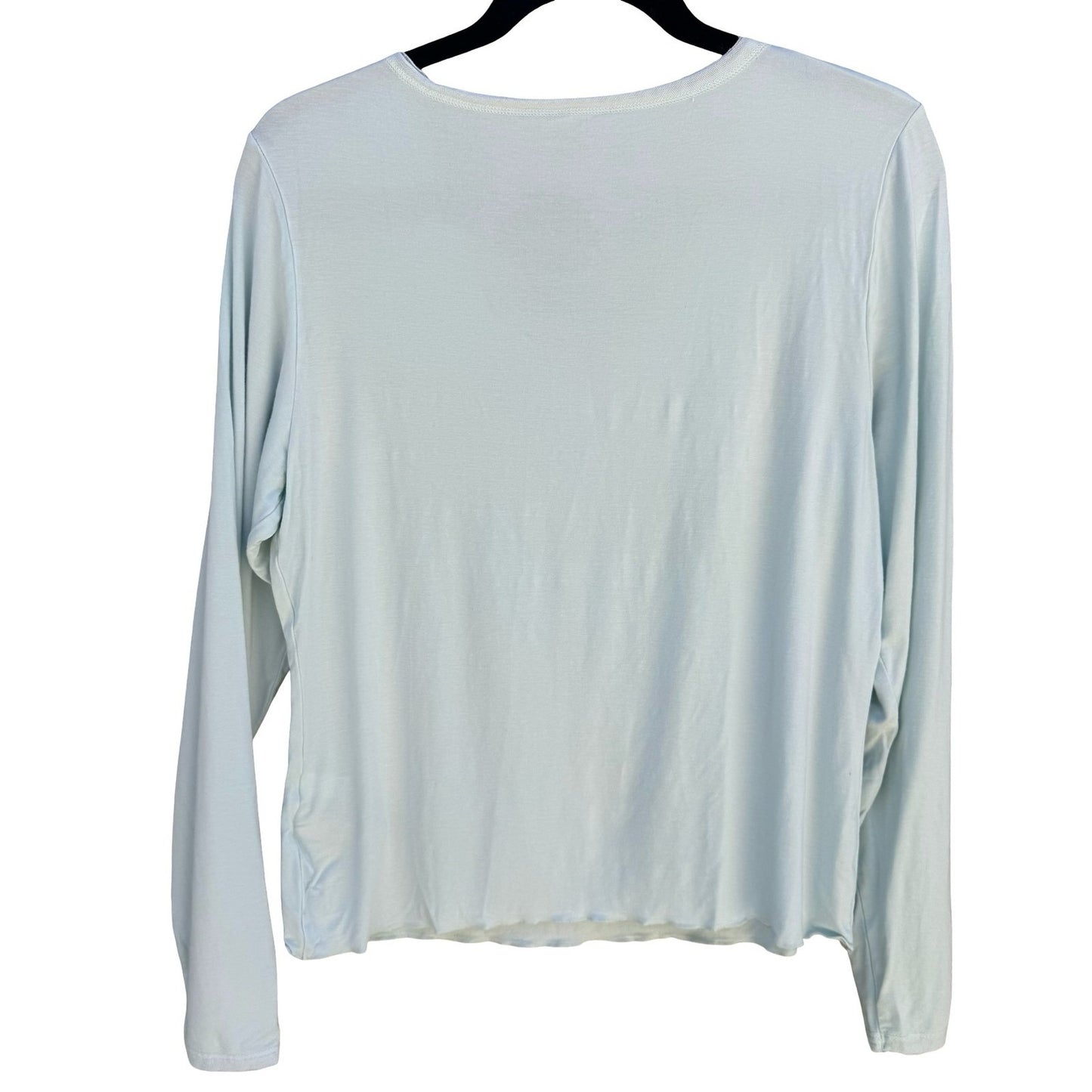 Banana Republic MInimalist V-Neck Layering Mesh Trim Top Womens XL Pastel Blue